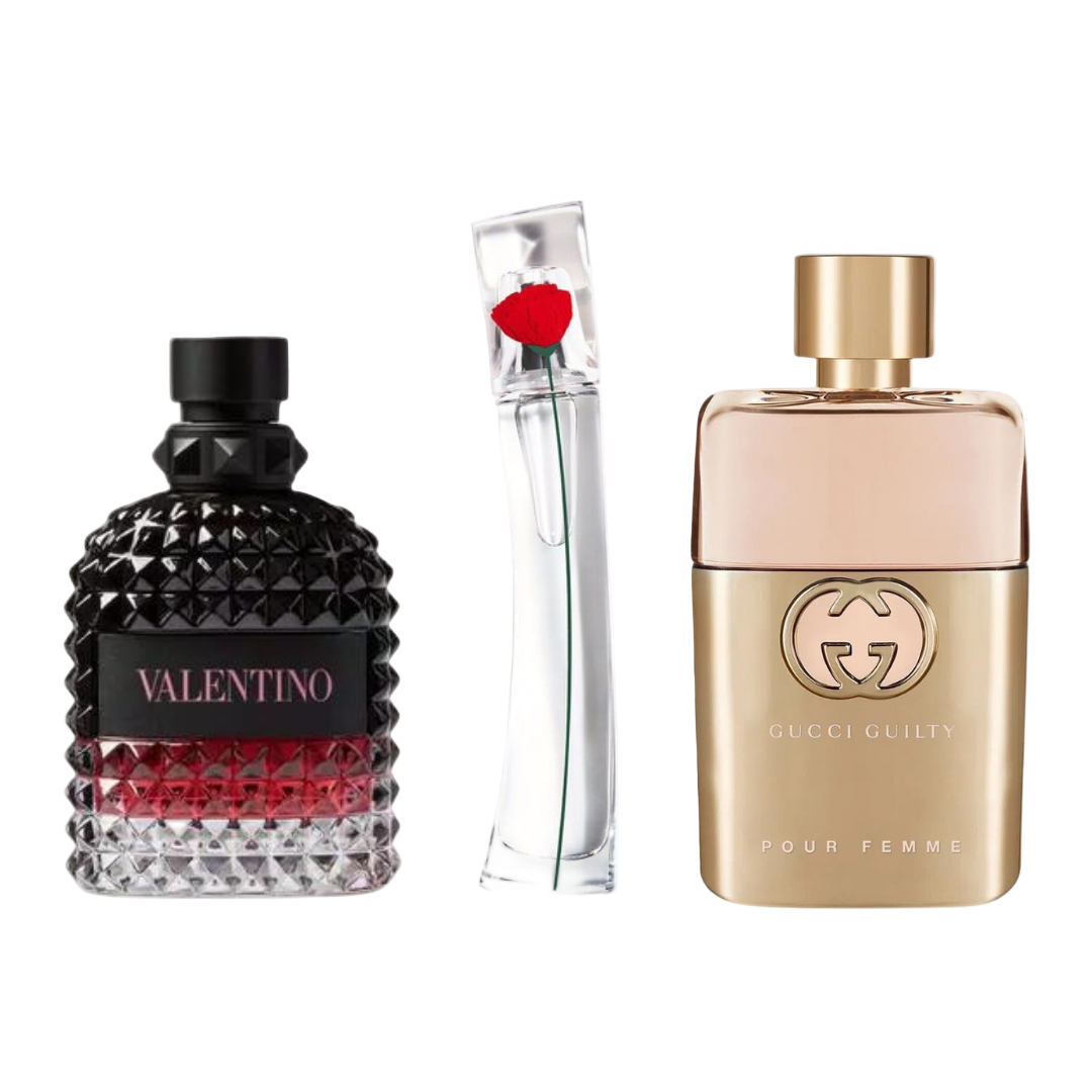Set di 3 profumi 3 Gucci Guilt, Valentini Intense, Flower Kenzo 100ml